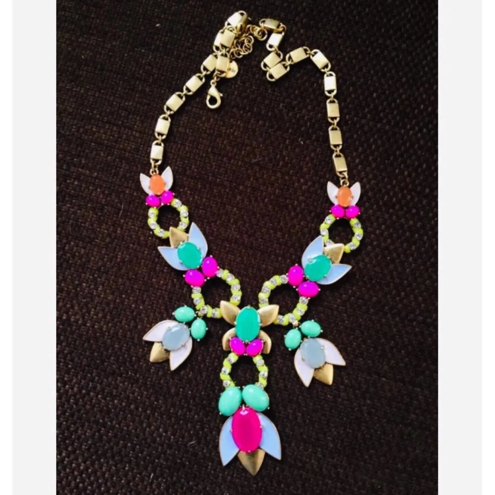 Stella & Dot | Neon Pink+Green Gorgeous POPTropicana NEW Statement Neckl… - Picture 9 of 12